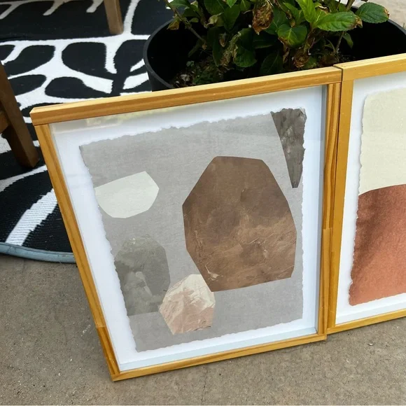 Project 62 Abstract Wall Art Set of Two Light Wood Frames Neutral Colors wfdjnjc.com